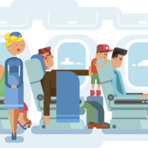 Interior of plane flat design. Transportation passenger, transport vector illustration